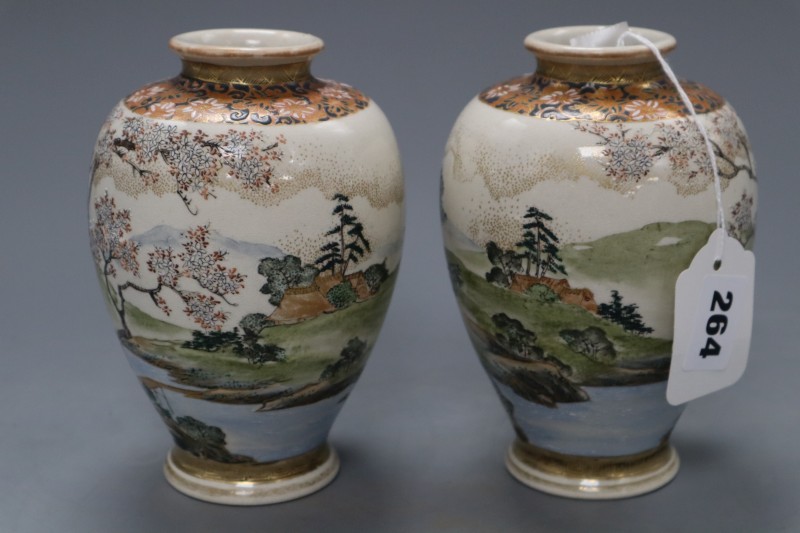 A pair of Satsuma vases, Meiji period, height 15cm